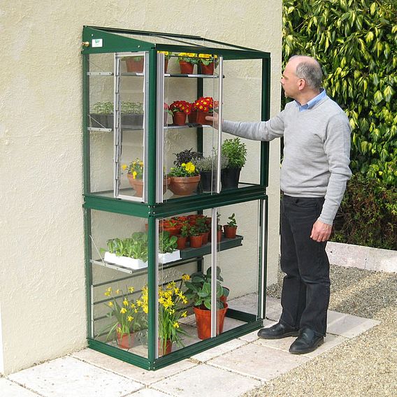 Deluxe Hampton Mini Lean-to Greenhouse Racing Green