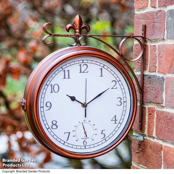 Garden Gear - Wyevale Double-Sided Station Clock + Thermometer
