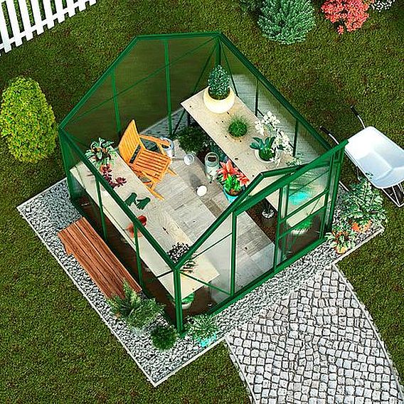 Garden Grow Traditional Greenhouse 6.2 X 6.2 X 6.6ft - Green