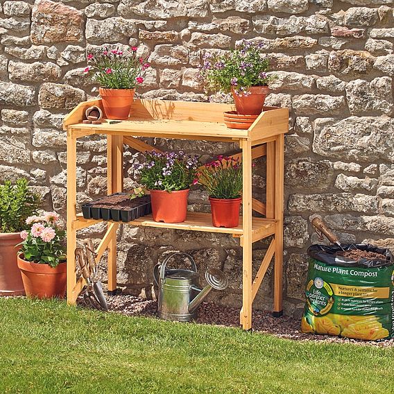 Garden Grow Wooden Two-Tier Potting Bench