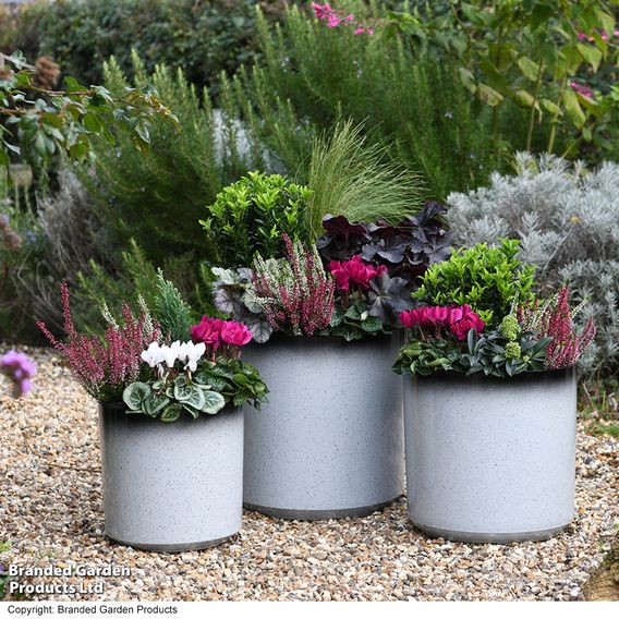 Garden Gear - Slate/Black Glazed Cylinder Planter