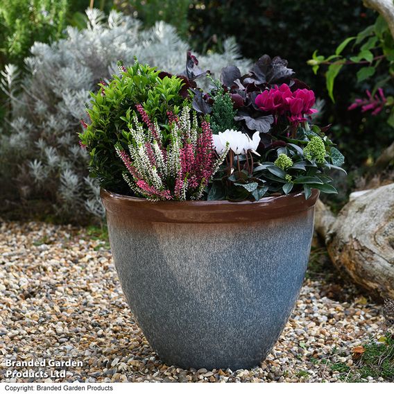 Blue Breeze Bell Glazed Planter