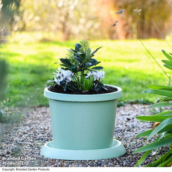 Garden Gear - Pistachio Green Flowerpot with Saucer